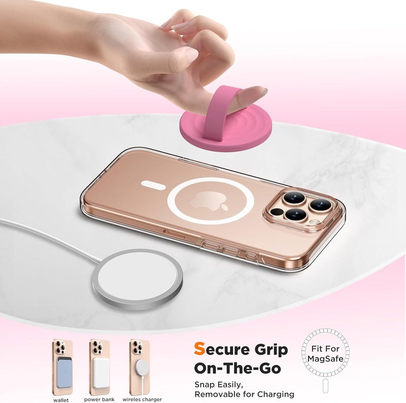COFFKER Magnetic Phone Grip Ring Holder, Liquid Silicone Magnet Cell Phone Grip Finger Loop, Compatible with Magsafe, Back of Phone for iPhone 17/16/15/14/13/12 Series, Tender Pink - Image 4